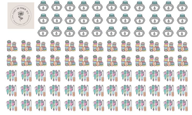 Sticker Sheet -Stationery Icons Pastel