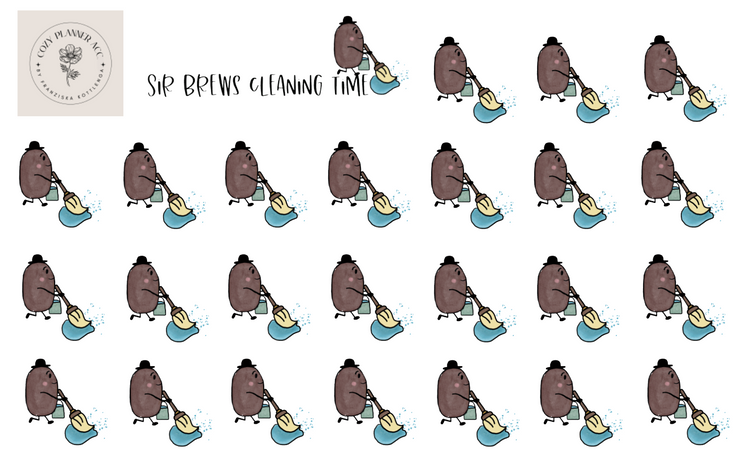 Sticker Sheet -Sir Brews cleaning time