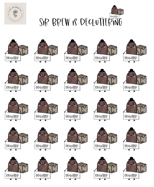 Sticker Sheet - Mini Sir Brew is decluttering