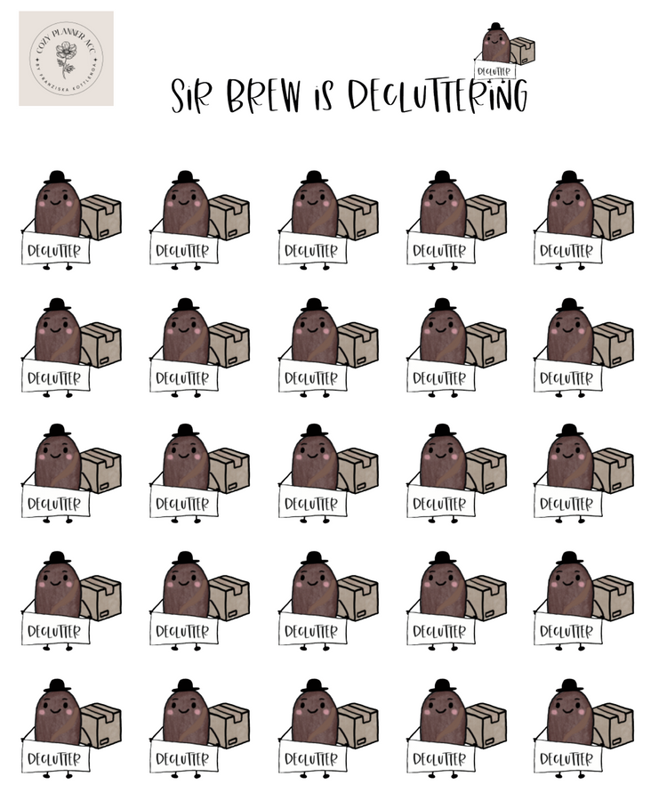 Sticker Sheet - Mini Sir Brew is decluttering