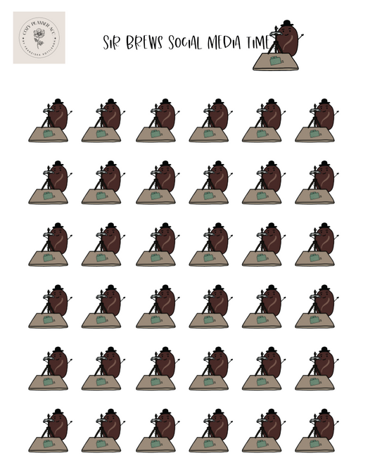 Sticker Sheet - Mini Sir Brews social media time