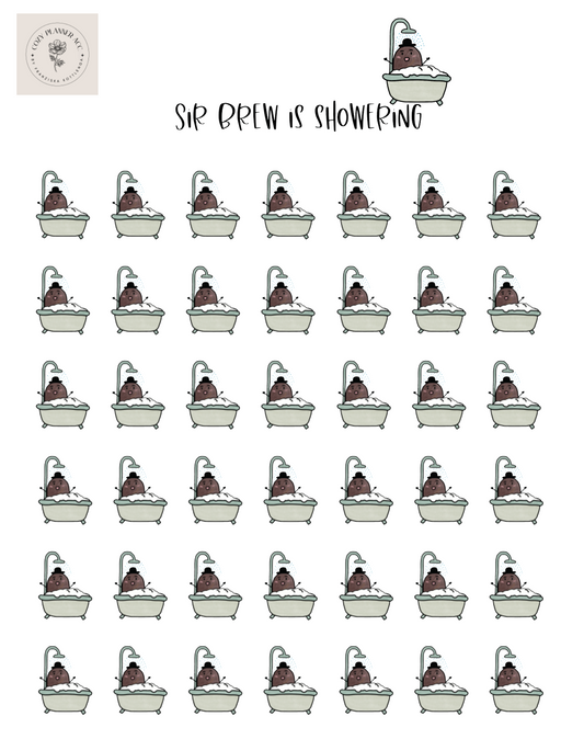 Sticker Sheet - Mini Sir Brew is showering