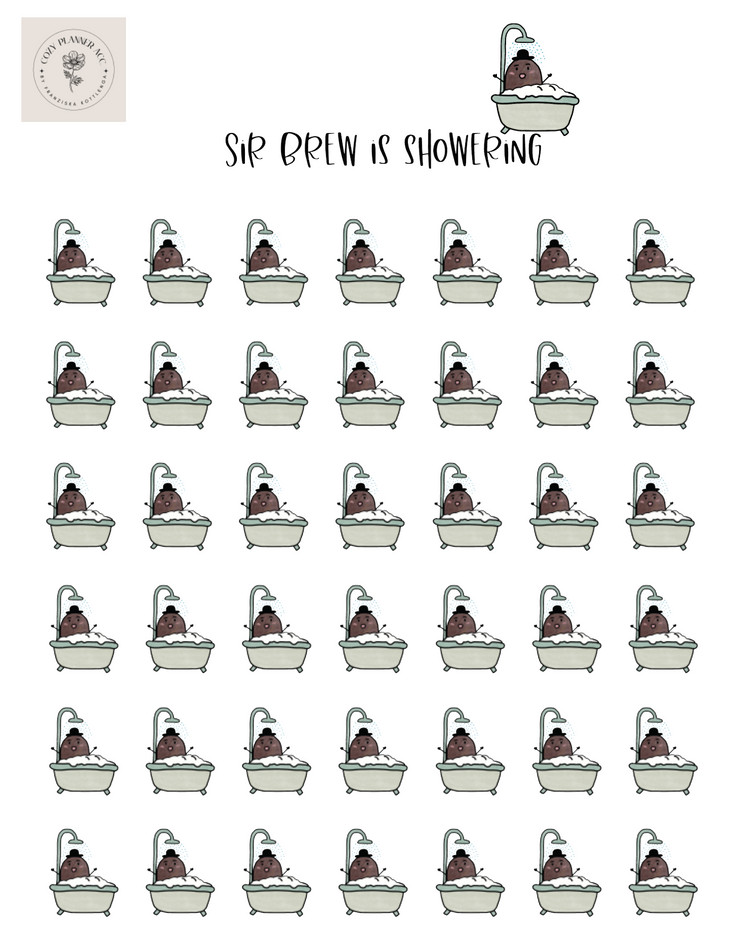 Sticker Sheet - Mini Sir Brew is showering