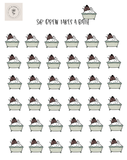 Sticker Sheet - Mini Sir Brew takes a bath