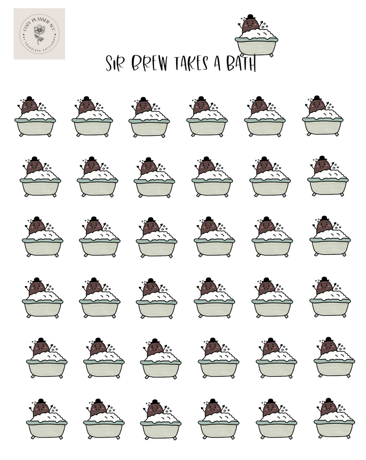 Sticker Sheet - Mini Sir Brew takes a bath