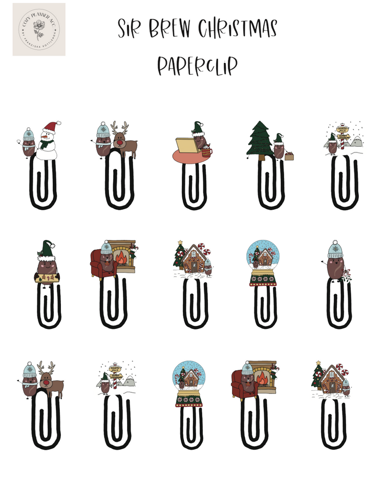 Sticker Sheet - Sir Brew Christmas paperclips
