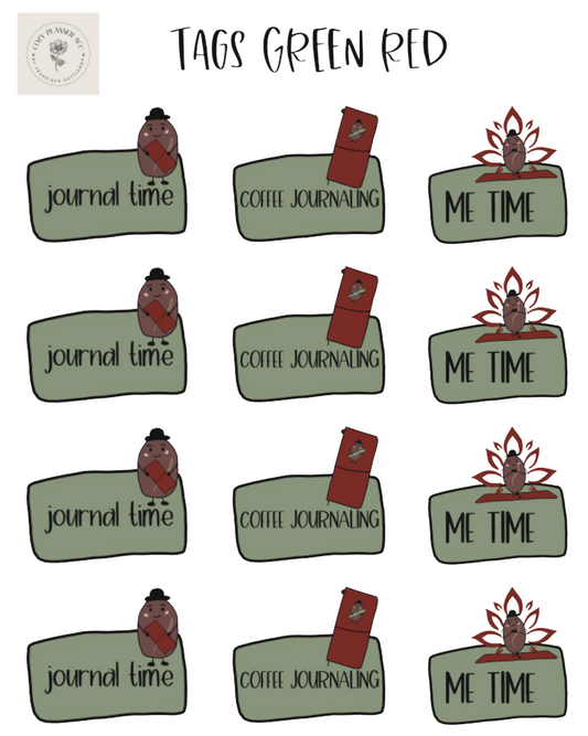 Sticker Sheet - Tags Green Red
