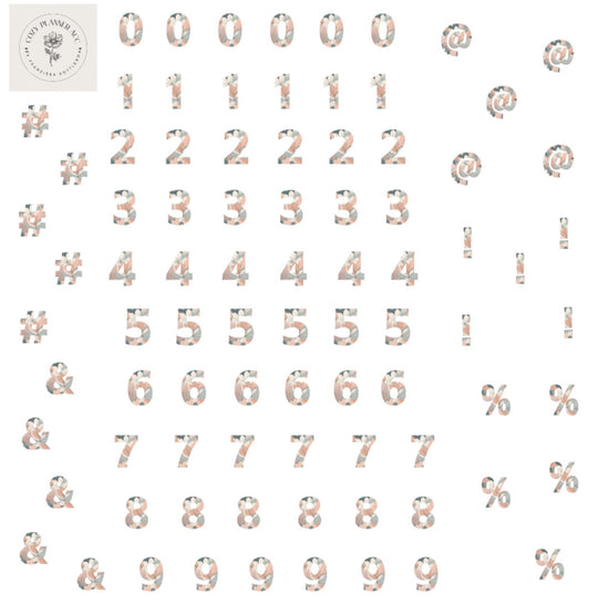 Sticker Sheet - Floral Numbers & Signs - Cozy Planner Acc. by Franziska Kottlenga