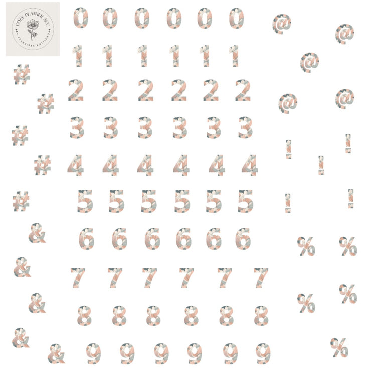 Sticker Sheet - Floral Numbers & Signs - Cozy Planner Acc. by Franziska Kottlenga