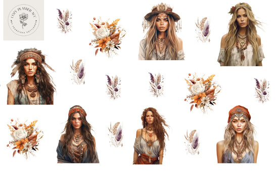 Sticker Sheet - Bohemian Girls - Cozy Planner Acc. by Franziska Kottlenga