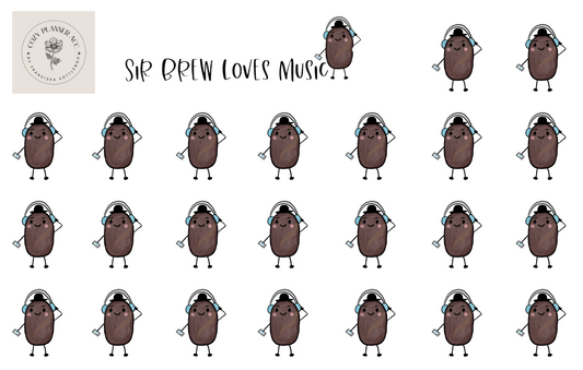 Sticker Sheet -Sir Brew loves Music