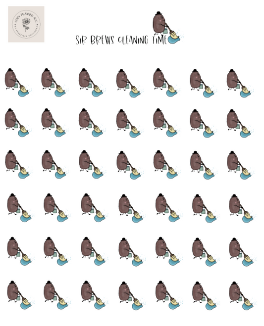 Sticker Sheet - Mini Sir Brews cleaning time