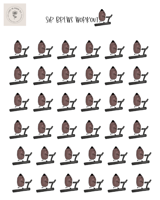 Sticker Sheet -Mini Sir Brews workout