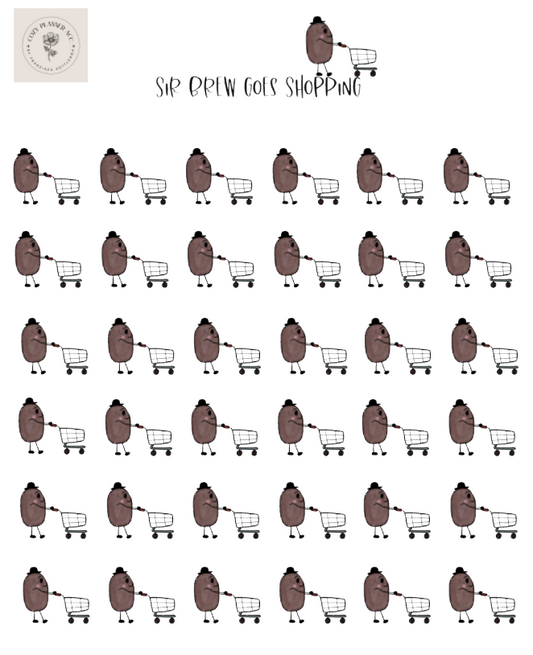 Sticker Sheet -Mini Sir Brew goes Shopping