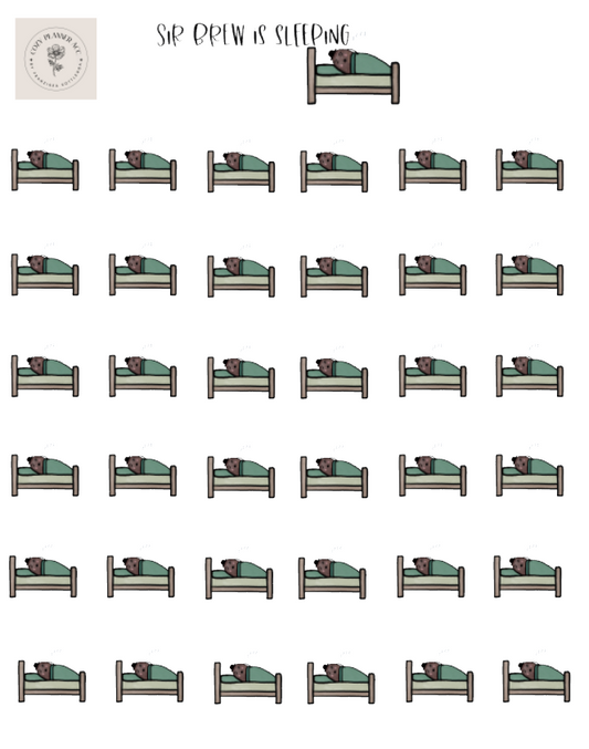 Sticker Sheet -Mini Sir Brew is sleeping