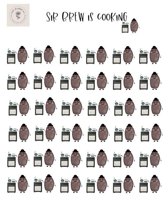 Sticker Sheet -Mini Sir Brew is cooking