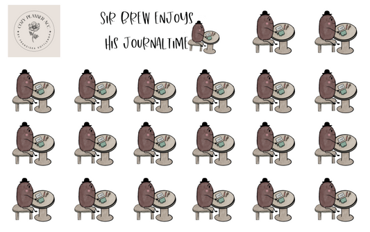 Sticker Sheet -Sir Brew enjoys his Journaltime