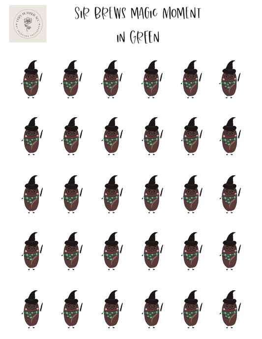 Sticker Sheet - Mini Sir Brews magic moment in green