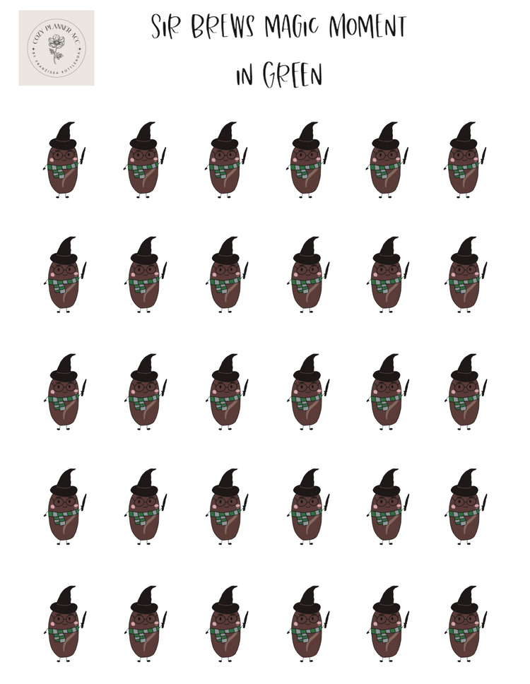 Sticker Sheet - Mini Sir Brews magic moment in green