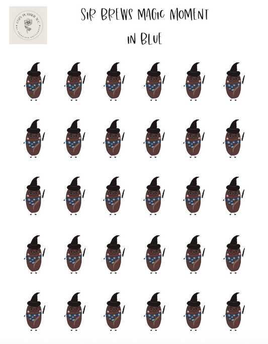 Sticker Sheet - Mini Sir Brews magic moment in blue
