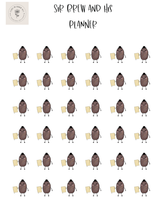 Sticker Sheet - Mini Sir Brew and his planner