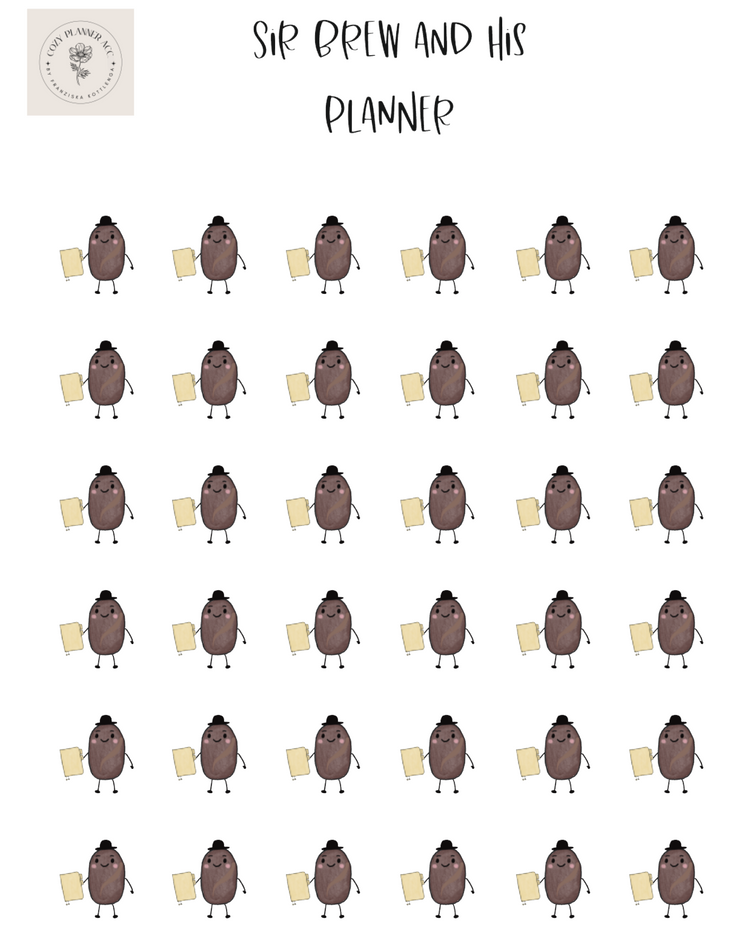 Sticker Sheet - Mini Sir Brew and his planner