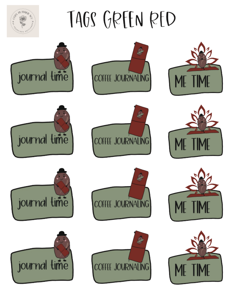 Sticker Sheet - Tags Green Red