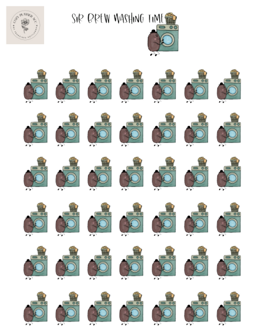Sticker Sheet -Mini Sir Brew washing time