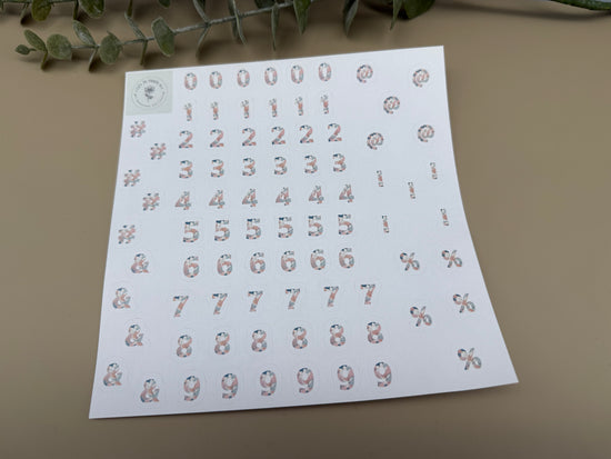 Sticker Sheet - Floral Numbers & Signs - Cozy Planner Acc. by Franziska Kottlenga