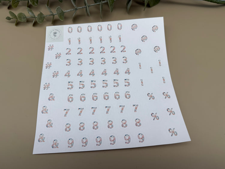 Sticker Sheet - Floral Numbers & Signs - Cozy Planner Acc. by Franziska Kottlenga