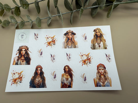 Sticker Sheet - Bohemian Girls - Cozy Planner Acc. by Franziska Kottlenga