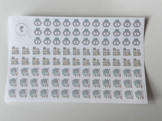 Sticker Sheet -Stationery Icons Pastel